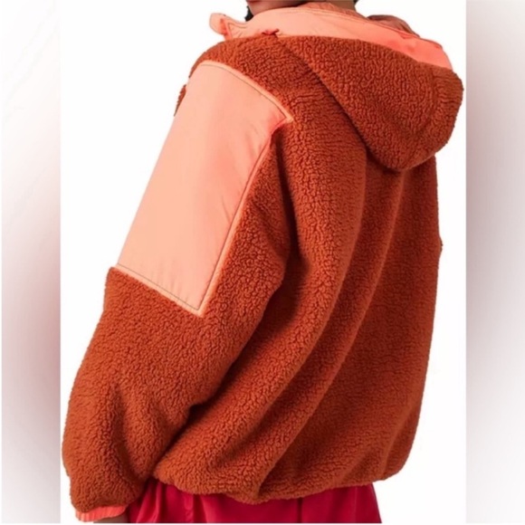 FP Movement XSmall Pullover Lead The Pack Fleece Neon Coral Combo Free People - Picture 9 of 12